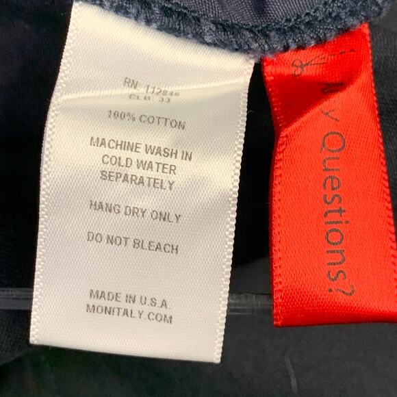 MONITALY Size L Navy Cotton Sateen Pleated Drawstring Casual Pants - Picture 6 of 6